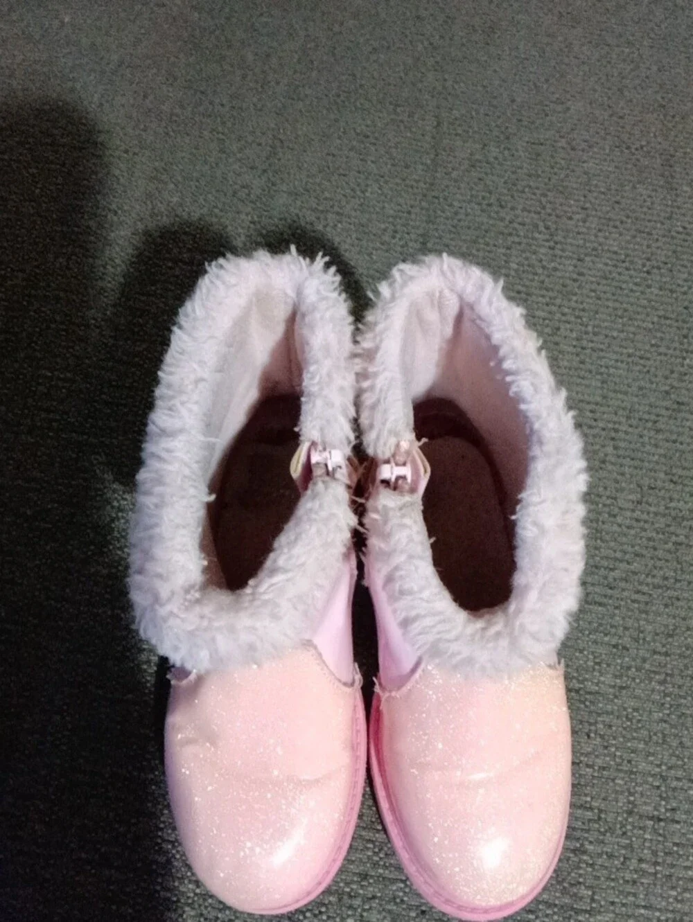 Minnie Pink Glitter Faux Fur Girls' Winter Boots